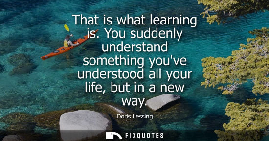 Small: That is what learning is. You suddenly understand something youve understood all your life, but in a new way
