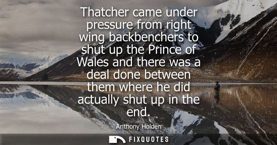 Small: Thatcher came under pressure from right wing backbenchers to shut up the Prince of Wales and there was 