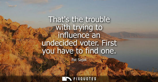 Small: Thats the trouble with trying to influence an undecided voter. First you have to find one