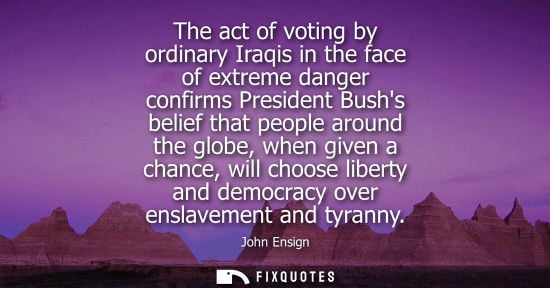 Small: The act of voting by ordinary Iraqis in the face of extreme danger confirms President Bushs belief that