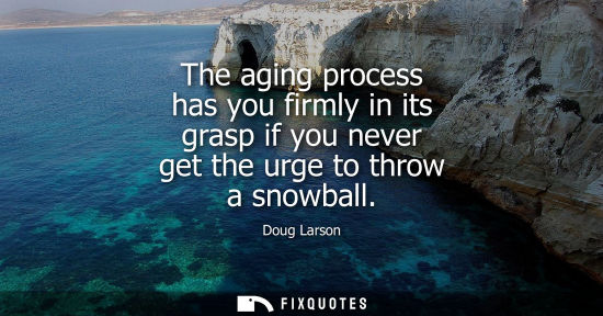 Small: The aging process has you firmly in its grasp if you never get the urge to throw a snowball