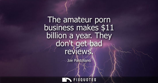 Small: The amateur porn business makes 11 billion a year. They dont get bad reviews