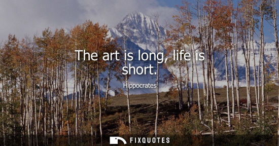 Small: The art is long, life is short