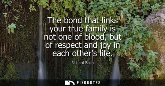 Small: The bond that links your true family is not one of blood, but of respect and joy in each others life