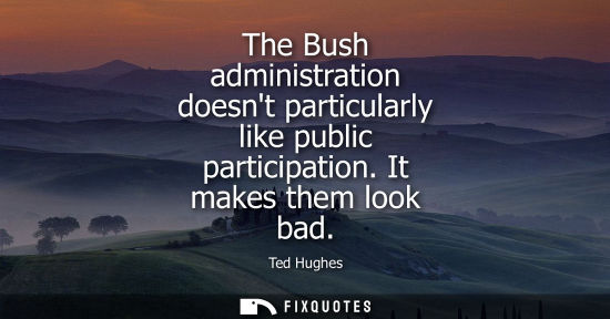 Small: The Bush administration doesnt particularly like public participation. It makes them look bad