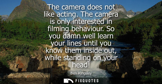 Small: The camera does not like acting. The camera is only interested in filming behaviour. So you damn well l