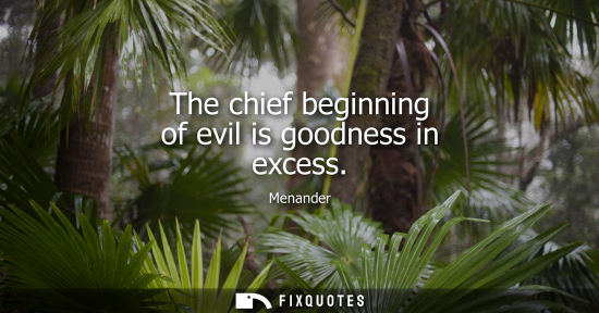 Small: The chief beginning of evil is goodness in excess