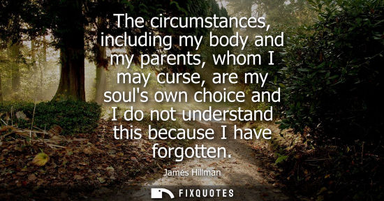 Small: The circumstances, including my body and my parents, whom I may curse, are my souls own choice and I do