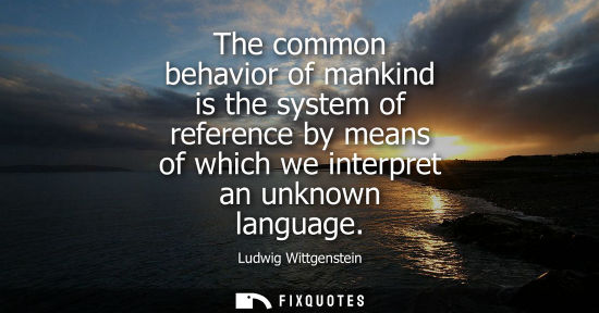 Small: The common behavior of mankind is the system of reference by means of which we interpret an unknown lan