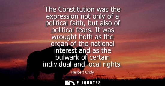 Small: The Constitution was the expression not only of a political faith, but also of political fears.