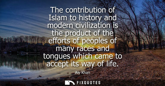 Small: The contribution of Islam to history and modern civilization is the product of the efforts of peoples o