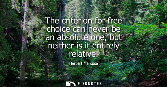 Small: The criterion for free choice can never be an absolute one, but neither is it entirely relative