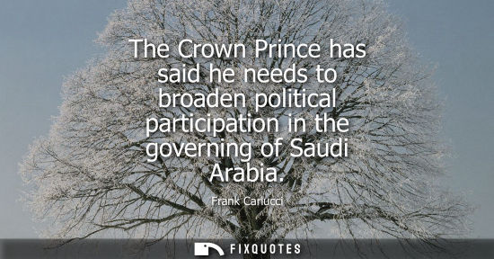 Small: The Crown Prince has said he needs to broaden political participation in the governing of Saudi Arabia