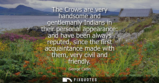 Small: The Crows are very handsome and gentlemanly Indians in their personal appearance: and have been always 