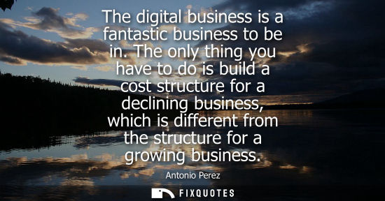 Small: The digital business is a fantastic business to be in. The only thing you have to do is build a cost st