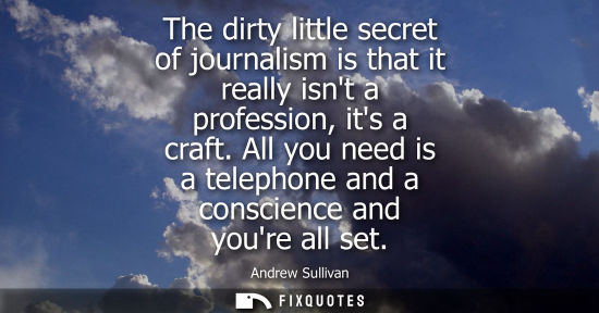 Small: The dirty little secret of journalism is that it really isnt a profession, its a craft. All you need is