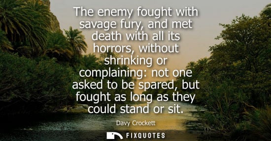 Small: The enemy fought with savage fury, and met death with all its horrors, without shrinking or complaining