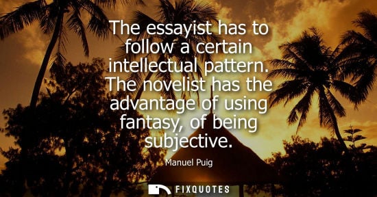 Small: The essayist has to follow a certain intellectual pattern. The novelist has the advantage of using fant