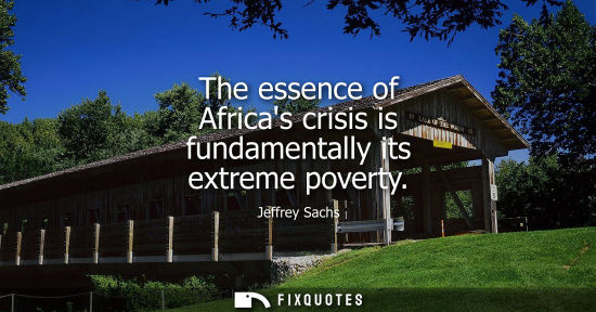 Small: The essence of Africas crisis is fundamentally its extreme poverty