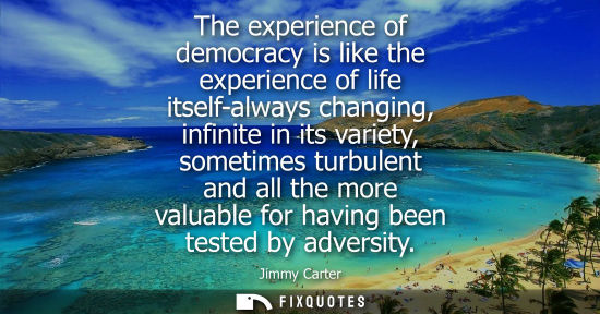 Small: The experience of democracy is like the experience of life itself-always changing, infinite in its variety, so
