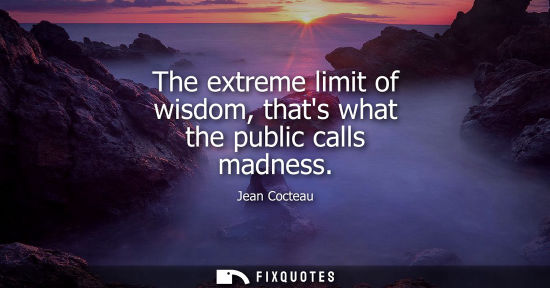 Small: The extreme limit of wisdom, thats what the public calls madness