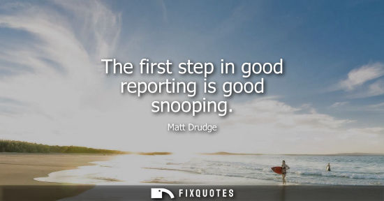 Small: The first step in good reporting is good snooping