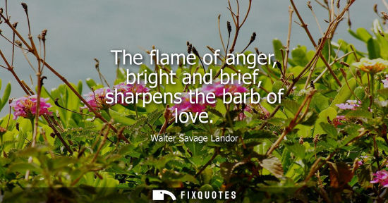 Small: The flame of anger, bright and brief, sharpens the barb of love