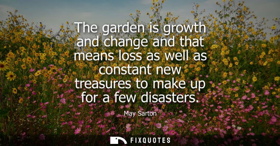 Small: The garden is growth and change and that means loss as well as constant new treasures to make up for a 