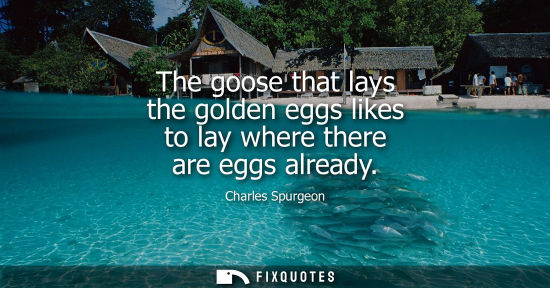 Small: The goose that lays the golden eggs likes to lay where there are eggs already