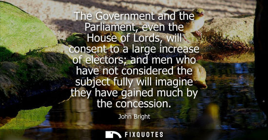 Small: The Government and the Parliament, even the House of Lords, will consent to a large increase of elector