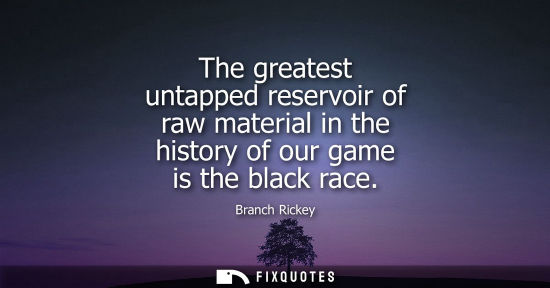 Small: The greatest untapped reservoir of raw material in the history of our game is the black race