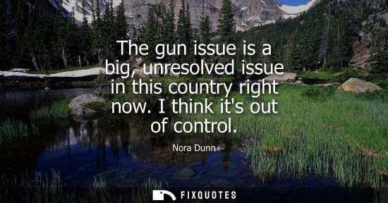 Small: The gun issue is a big, unresolved issue in this country right now. I think its out of control