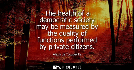 Small: The health of a democratic society may be measured by the quality of functions performed by private cit