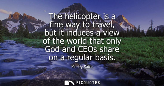 Small: The helicopter is a fine way to travel, but it induces a view of the world that only God and CEOs share
