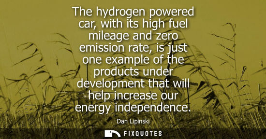 Small: The hydrogen powered car, with its high fuel mileage and zero emission rate, is just one example of the