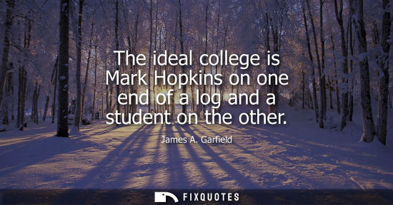 Small: The ideal college is Mark Hopkins on one end of a log and a student on the other