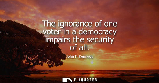 Small: The ignorance of one voter in a democracy impairs the security of all