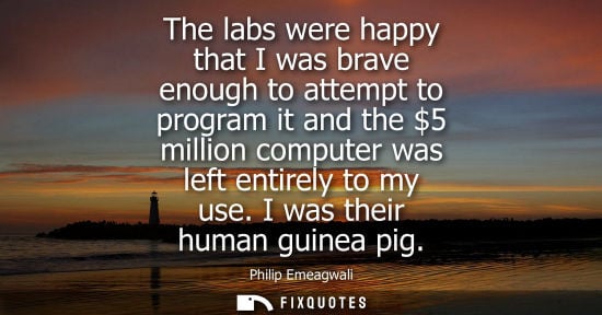 Small: The labs were happy that I was brave enough to attempt to program it and the 5 million computer was left entir