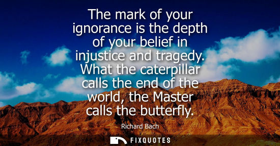 Small: The mark of your ignorance is the depth of your belief in injustice and tragedy. What the caterpillar c