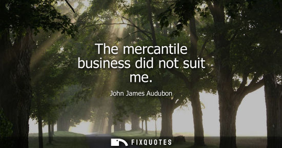 Small: The mercantile business did not suit me