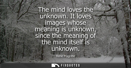 Small: The mind loves the unknown. It loves images whose meaning is unknown, since the meaning of the mind itself is 