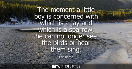 Small: The moment a little boy is concerned with which is a jay and which is a sparrow, he can no longer see t