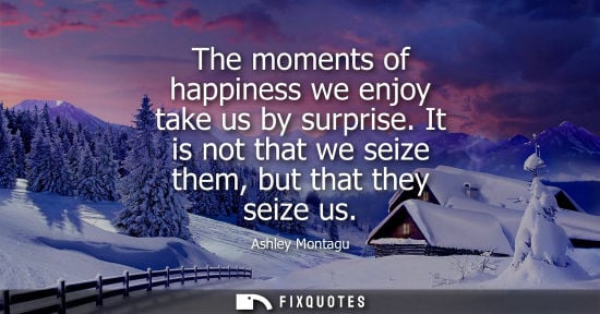 Small: The moments of happiness we enjoy take us by surprise. It is not that we seize them, but that they seiz