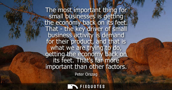 Small: The most important thing for small businesses is getting the economy back on its feet. That - the key d