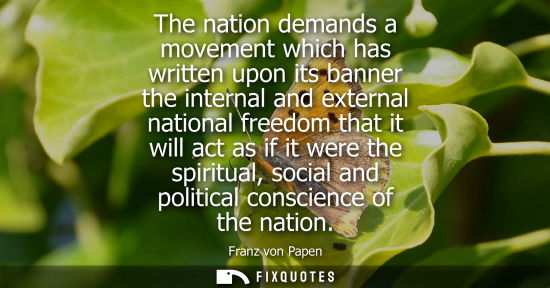 Small: The nation demands a movement which has written upon its banner the internal and external national free