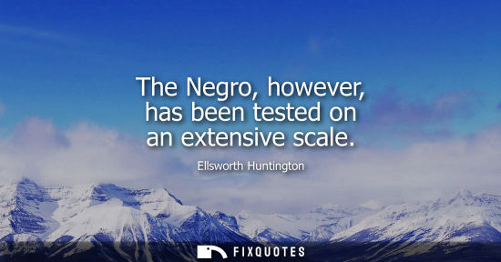Small: The Negro, however, has been tested on an extensive scale