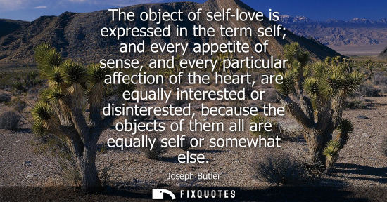 Small: The object of self-love is expressed in the term self and every appetite of sense, and every particular