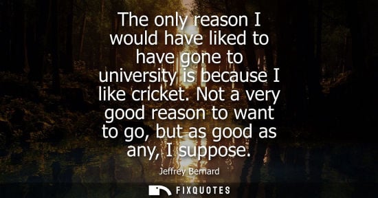 Small: The only reason I would have liked to have gone to university is because I like cricket. Not a very good reaso