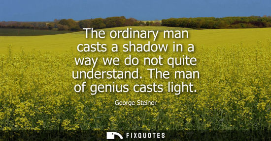 Small: The ordinary man casts a shadow in a way we do not quite understand. The man of genius casts light