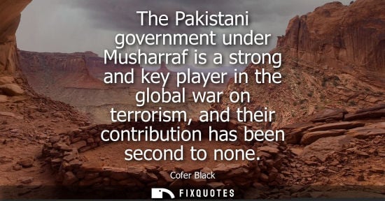Small: The Pakistani government under Musharraf is a strong and key player in the global war on terrorism, and